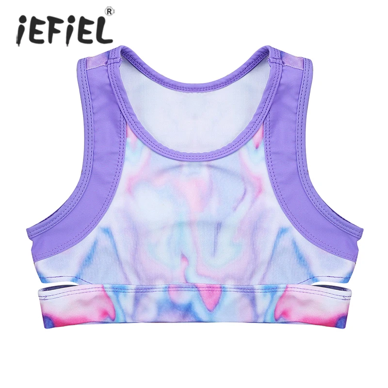 

Kid Girls Ballet Dance Tanks Crop Top Kid Stretchy Sleeveless Tie-Dye Sports Bra Tops Yoga Gym Stage Performance Workout Clothes