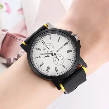 

Fashion Sports Men Watch Roman Number Analog Sub-dials Decor Silicone Watch Band Casual Male Quartz Wrist Watch reloj hombre