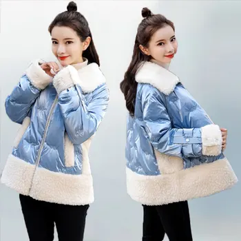2019 Winter Coat Lamb Wool Stitching Warm Jacket female Fashion Lapel Glossy Stitching Long Sleeve Temperament Short Jacket 181
2019 Winter Coat Lamb Wool Stitching Warm Jacket female Fashion Lapel Glossy Stitching Long Sleeve Temperament Short Jacket 181