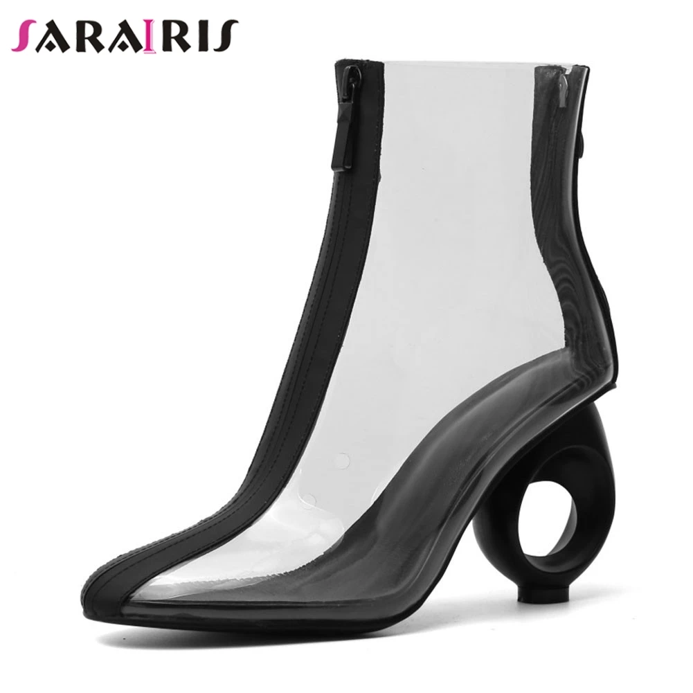 SARAIRIS New Big Size 33-42 Brand Genuine Leather Strange Style Transparent Shoes Woman Fretwork Heels Abkle Boots Women
SARAIRIS New Big Size 33-42 Brand Genuine Leather Strange Style Transparent Shoes Woman Fretwork Heels Abkle Boots Women