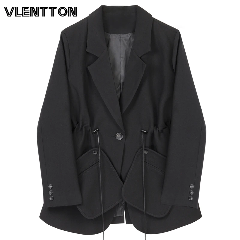 2020 Spring Vintage Black Drawstring Temperament Women Blazer Jacket Solid Button Suit Coat Female Tops Office Blazers Mujer
2020 Spring Vintage Black Drawstring Temperament Women Blazer Jacket Solid Button Suit Coat Female Tops Office Blazers Mujer
