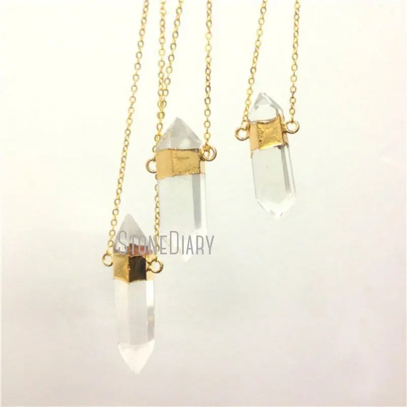 NM24630 Healing Crystal Pillar Necklace Clear Quartz Point Pendant Chains Necklace Gold Plated 18 Inches
NM24630 Healing Crystal Pillar Necklace Clear Quartz Point Pendant Chains Necklace Gold Plated 18 Inches