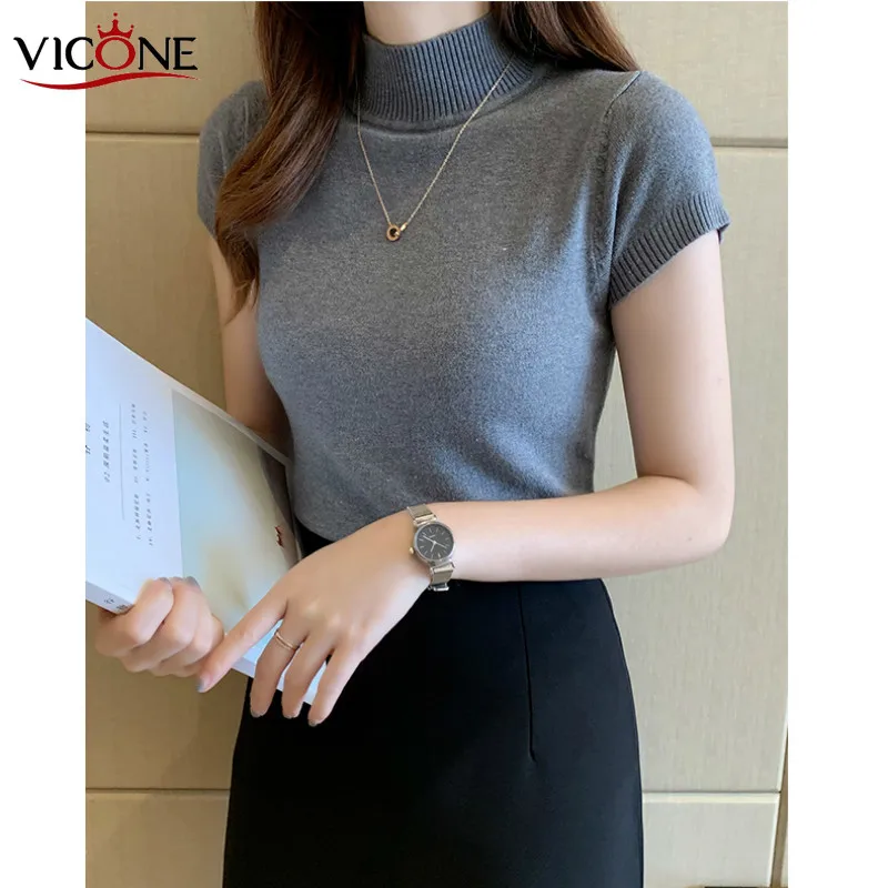 VICONE Womens Sweaters Tops Turtleneck Sweater Women Pullover Jumper Knitted Short Slevess Sweater
VICONE Womens Sweaters Tops Turtleneck Sweater Women Pullover Jumper Knitted Short Slevess Sweater
