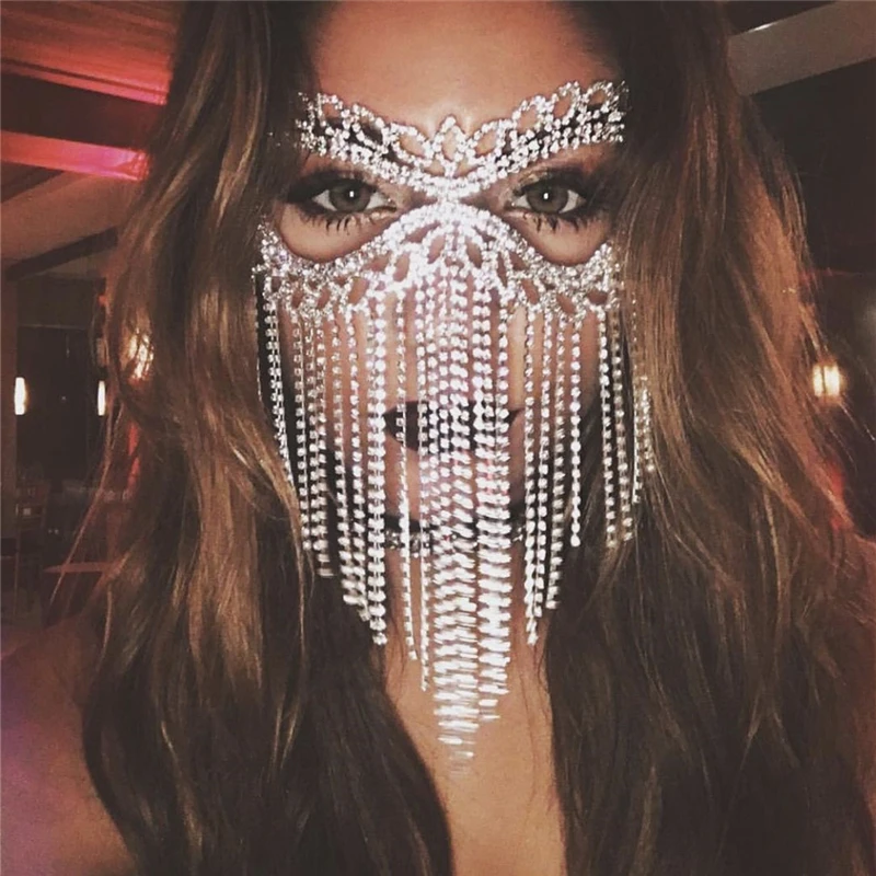 2021 fashionable luxury, sparkling Rhine crystal mask, lady's sexy crystal long tassel mask, Halloween costume costume accessori
2021 fashionable luxury, sparkling Rhine crystal mask, lady's sexy crystal long tassel mask, Halloween costume costume accessori