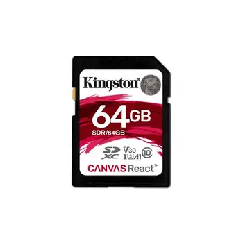 

SD card KINGSTON 64GB SDXC CANVAS REACT 100R/80W CL10 UHS-I U3 V30