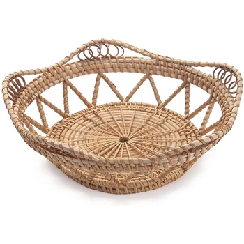 Woven Bread Baskets for Serving Rattan Food Fruit Tray for Kitchen Taptop Natural (10.6Inch D x 2Inch H)
Woven Bread Baskets for Serving Rattan Food Fruit Tray for Kitchen Taptop Natural (10.6Inch D x 2Inch H)