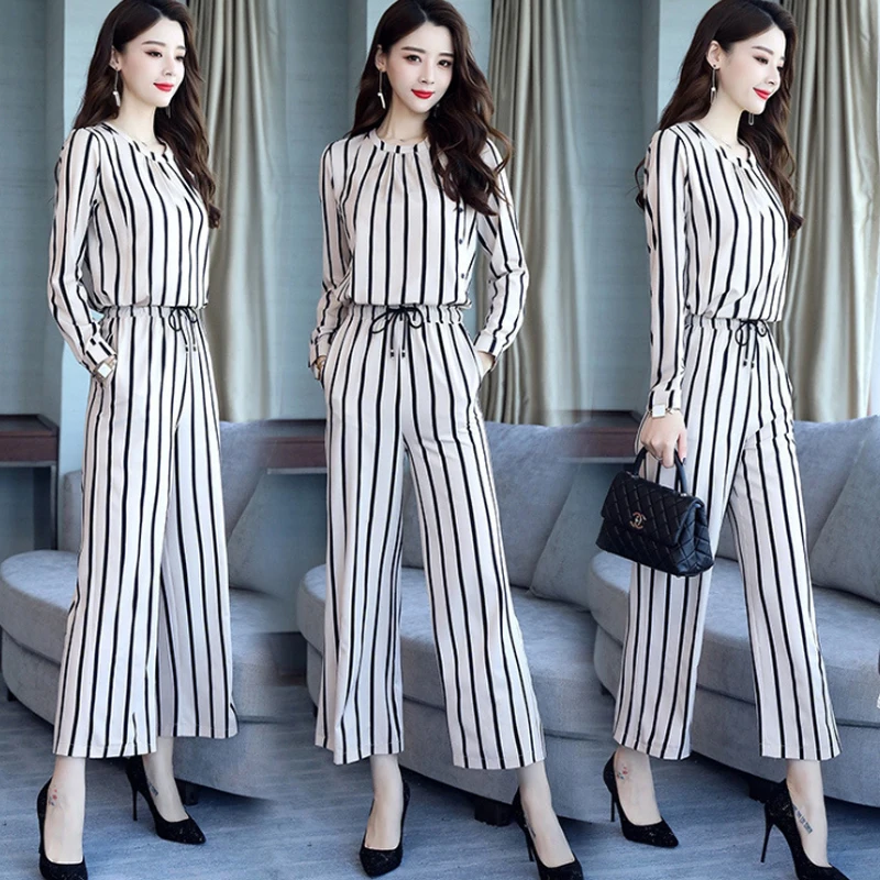Women's Autumn Fashion Striped suit women Korean version of the OL slim thin wide leg pants two-piece suit
Women's Autumn Fashion Striped suit women Korean version of the OL slim thin wide leg pants two-piece suit