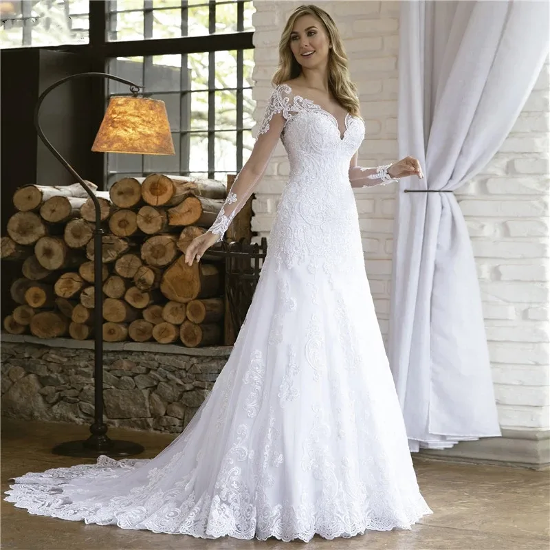 White Wedding Dresses for Women Mermaid 2021 Long Sleeve Lace Applique Pearls Vintage Bride Dress Bridal Gowns Vestidos De Noiva
White Wedding Dresses for Women Mermaid 2021 Long Sleeve Lace Applique Pearls Vintage Bride Dress Bridal Gowns Vestidos De Noiva