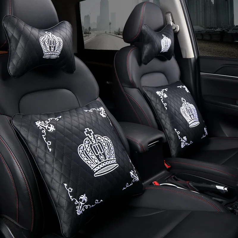 New Women Cool Sewing Embroidering Pure Leather Crown Automotive Headrest Pillow Four Seasons Universal Cervical Collar Lumbar S
New Women Cool Sewing Embroidering Pure Leather Crown Automotive Headrest Pillow Four Seasons Universal Cervical Collar Lumbar S