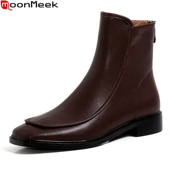 MoonMeek 2020 New Brand boots genuine leather boots low heel square toe solid color ladies shoes ankle boots for woman
MoonMeek 2020 New Brand boots genuine leather boots low heel square toe solid color ladies shoes ankle boots for woman