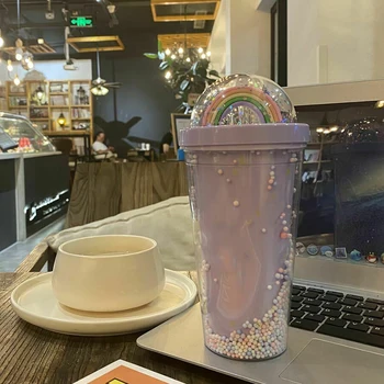 Tumbler Starlight 450ML Straw Cold Water Cup Rainbow Decoration Silicone for Summer P7Ding
Tumbler Starlight 450ML Straw Cold Water Cup Rainbow Decoration Silicone for Summer P7Ding