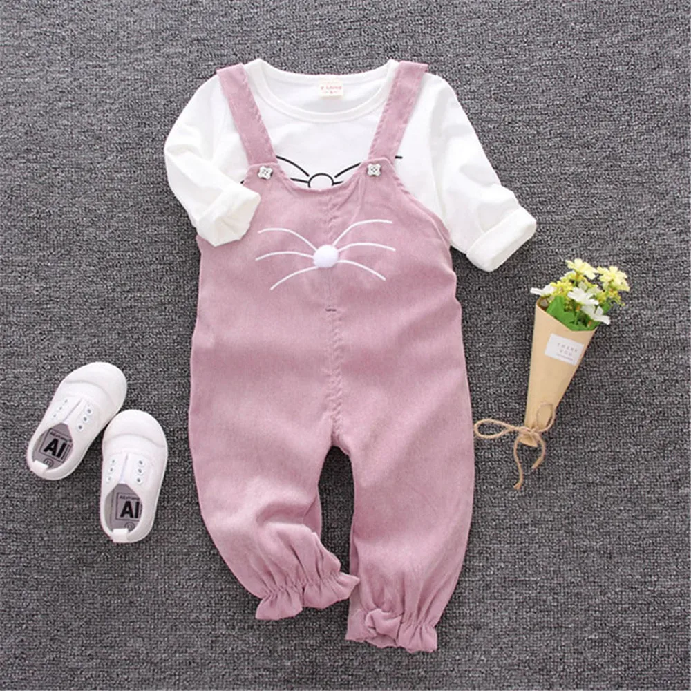 Children Set Spring Autumn Bib Pants Suit For Girls Long Sleeve Tops Cartoon Print Pants 2pcs Toddler Girls Clothes Cute Outfits
Children Set Spring Autumn Bib Pants Suit For Girls Long Sleeve Tops Cartoon Print Pants 2pcs Toddler Girls Clothes Cute Outfits