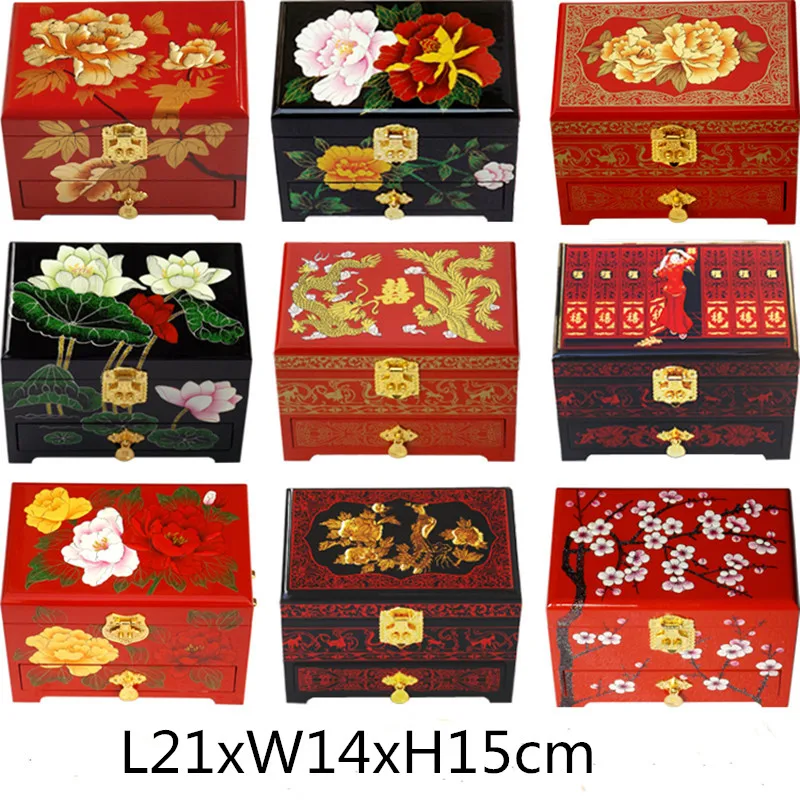 3 layer Lacquerware Chinese Decorative Wood Box with Lock Home Decor Drawer Pulls for Jewelry Set Storage Box Wedding Gifts
3 layer Lacquerware Chinese Decorative Wood Box with Lock Home Decor Drawer Pulls for Jewelry Set Storage Box Wedding Gifts