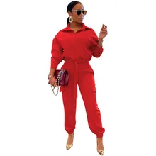 RStylish Women Solid Color Turn Down Collar Full Sleeve Tops Pocket Overalls Pants Autumn Casual 2 Piece Set 
RStylish Women Solid Color Turn Down Collar Full Sleeve Tops Pocket Overalls Pants Autumn Casual 2 Piece Set