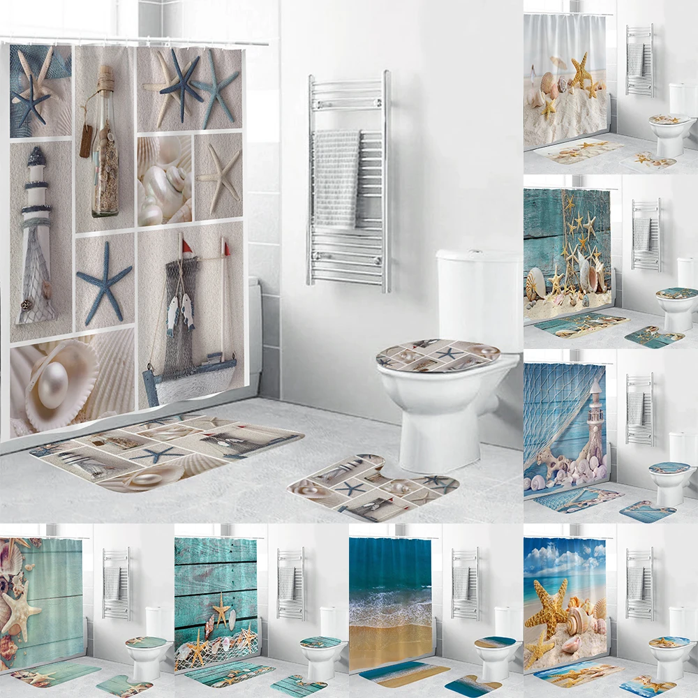 Sea Star Beach View Shower Curtain Bathroom Decor Accessories 4 Pieces Carpet Cover Toilet Cover Mat Pad 10 Patterns
Sea Star Beach View Shower Curtain Bathroom Decor Accessories 4 Pieces Carpet Cover Toilet Cover Mat Pad 10 Patterns