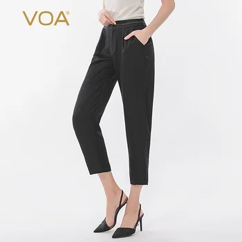 VOA Mysterious Black 22MM Silk Jacquard Mid-Waist Button Contrast Arch Pin Oblique Insert Pocket Slim Cropped Pants Female K30
VOA Mysterious Black 22MM Silk Jacquard Mid-Waist Button Contrast Arch Pin Oblique Insert Pocket Slim Cropped Pants Female K30
