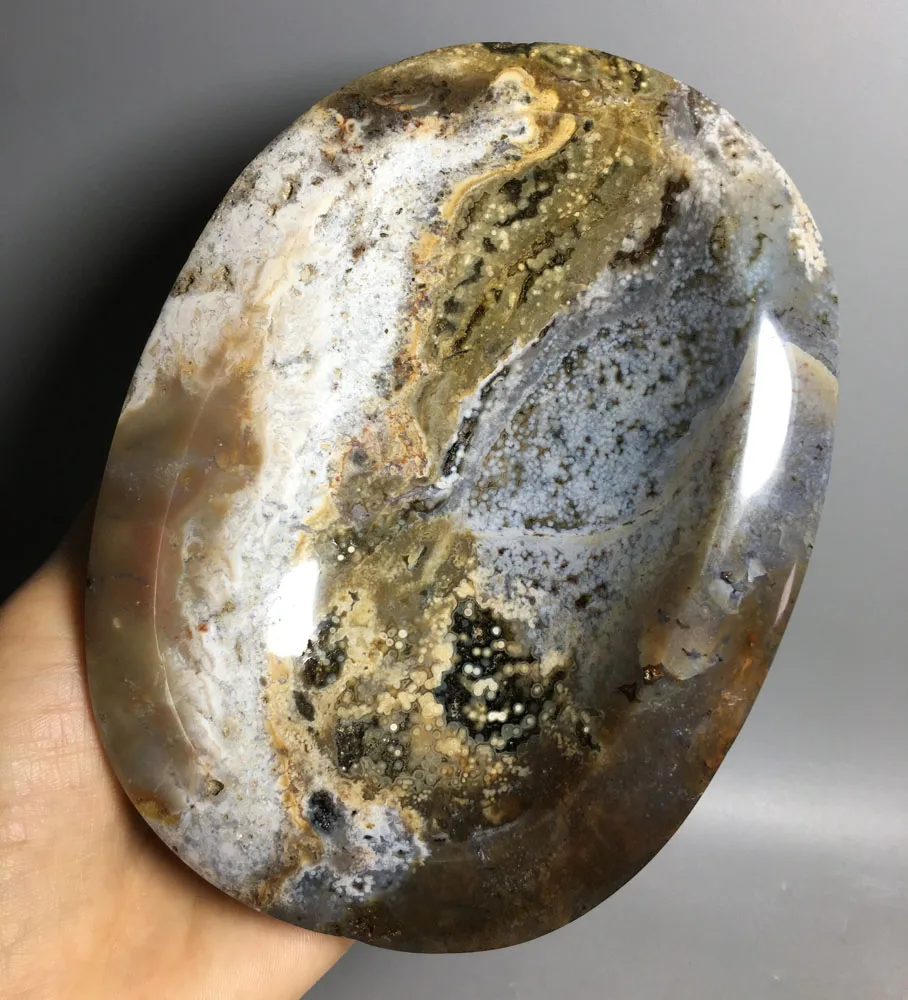 907g High quality Natural crystal healing fengshui Home decoration polishing Ocean jasper ashtray
907g High quality Natural crystal healing fengshui Home decoration polishing Ocean jasper ashtray