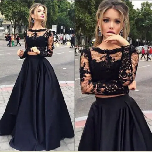 2PCS/Set Women Lace Top and Maxi Skirt Set Ladies Female Long Formal Party Bridesmaid Ball Gown Dress Outfits |