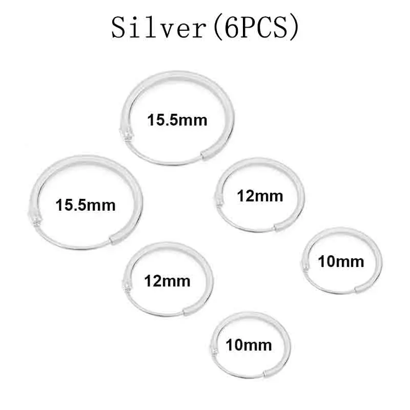 6 шт. женские серьги кольца 10/12/15 5 мм|Серьги-кольца| |