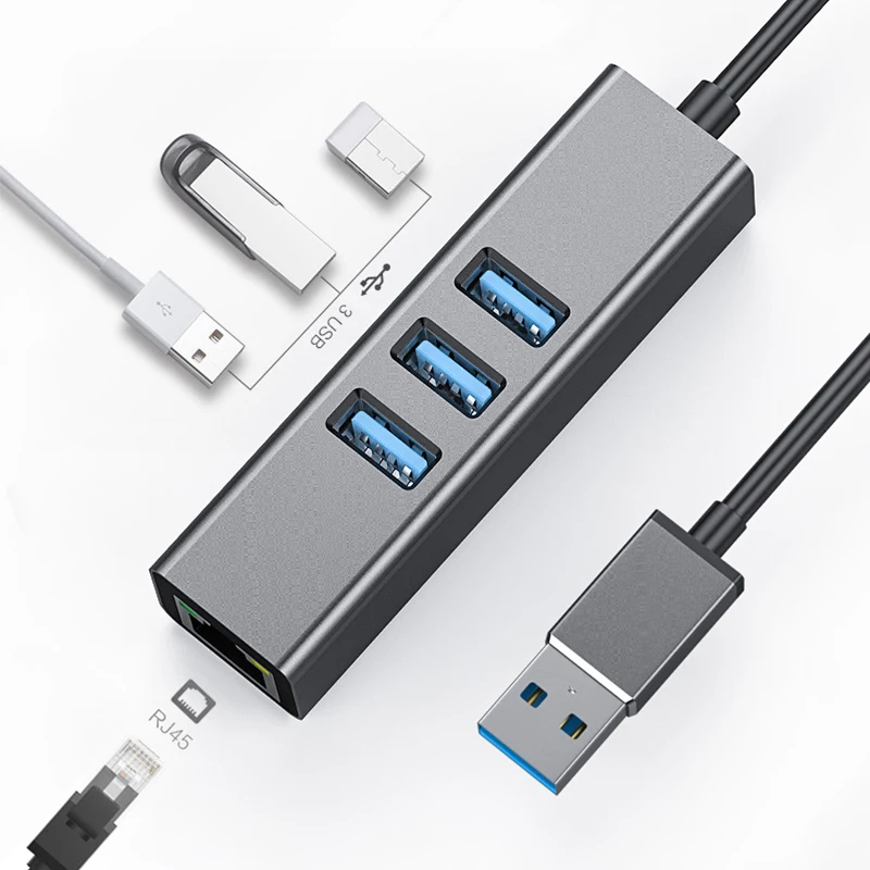 USB Gigabit Ethernet Adapter 3 Ports USB 3.0 HUB USB to Rj45 Lan Network Card for Laotop Desktop Macbook
USB Gigabit Ethernet Adapter 3 Ports USB 3.0 HUB USB to Rj45 Lan Network Card for Laotop Desktop Macbook