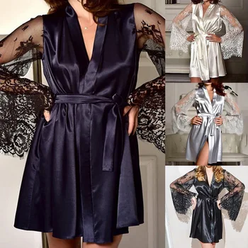 Women Summer Sleeping Dress Bathing Suit Cover Up Sexy Lingerie Lace Sleepwears Nightgown Loose Bathrobes Deep v-neck Mini Dress
Women Summer Sleeping Dress Bathing Suit Cover Up Sexy Lingerie Lace Sleepwears Nightgown Loose Bathrobes Deep v-neck Mini Dress