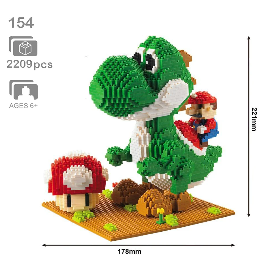 LNO 154 Super Game Mario Yoshi 3D Model Building Block 2209pcs DIY Diamond Mini Blocks Bricks Assembly Toy for Boy Children Gift
LNO 154 Super Game Mario Yoshi 3D Model Building Block 2209pcs DIY Diamond Mini Blocks Bricks Assembly Toy for Boy Children Gift