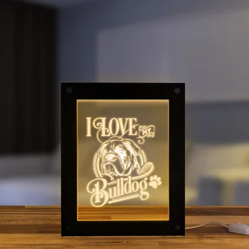 I Love My Bulldog 3D illusion Handmade Acrylic Night Light Custom Picture Frame With LED Lighting Personalized Wood Table Lamp
I Love My Bulldog 3D illusion Handmade Acrylic Night Light Custom Picture Frame With LED Lighting Personalized Wood Table Lamp