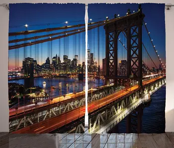 NYC Curtains Sunset at Brooklyn Bridge River Famous Touristic Attractions Large Modern Living Room Bedroom Window Drapes Dark 
NYC Curtains Sunset at Brooklyn Bridge River Famous Touristic Attractions Large Modern Living Room Bedroom Window Drapes Dark
