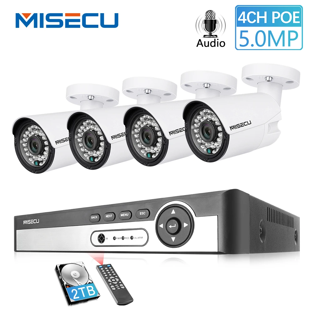 MISECU H.265 4CH 4MP 5MP POE NVR System Audio Record IP Security Camera Outdoor Waterproof Motion Detection Video Surveillance
MISECU H.265 4CH 4MP 5MP POE NVR System Audio Record IP Security Camera Outdoor Waterproof Motion Detection Video Surveillance