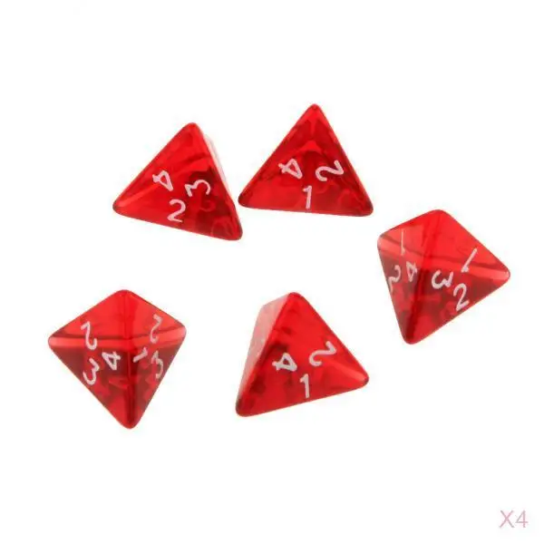20Pcs Red Gem Polyhedral Dices Set D4 Die Four-sided Dice for Dungeons & Dragons Table Games 20Pcs Red Gem Polyhedral Dices Set D4 Die Four-sided Dice for Dungeons & Dragons Table Games