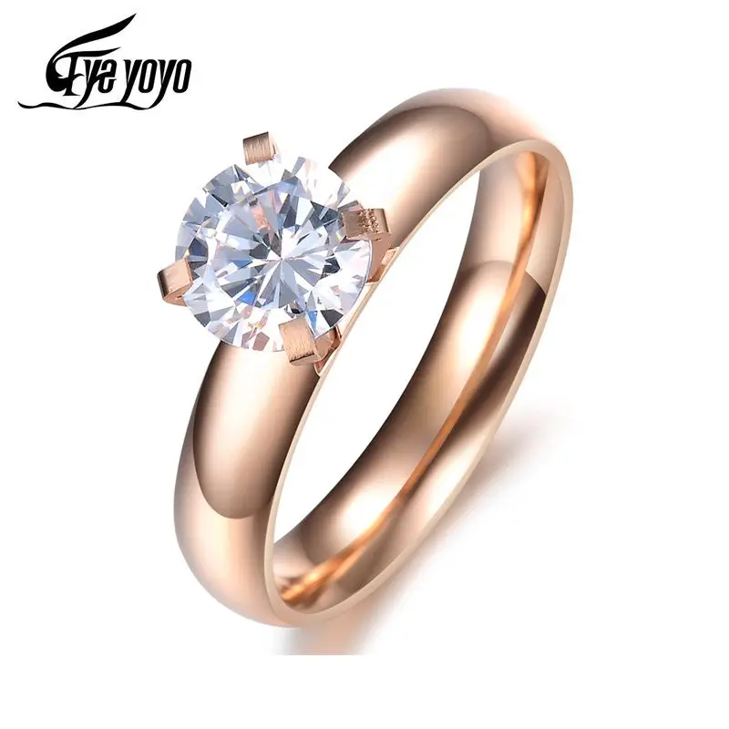 EyeYoYo Fashion Crystal Drill Wedding Ring Female 316 Stainless Steel S Rose Gold Wholesale Rings | Украшения и аксессуары