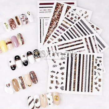 WHOLESALE 50pcs Leopard Print Nail Art Sticker Stripe Lattice Heart Geometry Adhesive Decals for Nail Art Decoration Manicure
WHOLESALE 50pcs Leopard Print Nail Art Sticker Stripe Lattice Heart Geometry Adhesive Decals for Nail Art Decoration Manicure