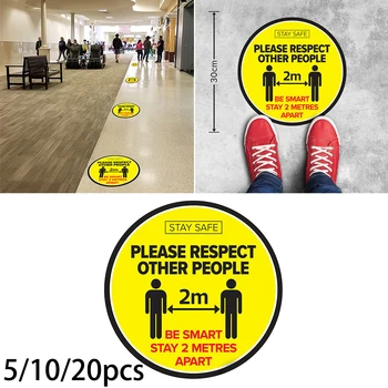 

5/10/20Pcs Ground Sign Isolated Label Keep Wait Here Social Distancing Shop Floor Sign 30cm Anti Slip Stay Safe Ground Stickers