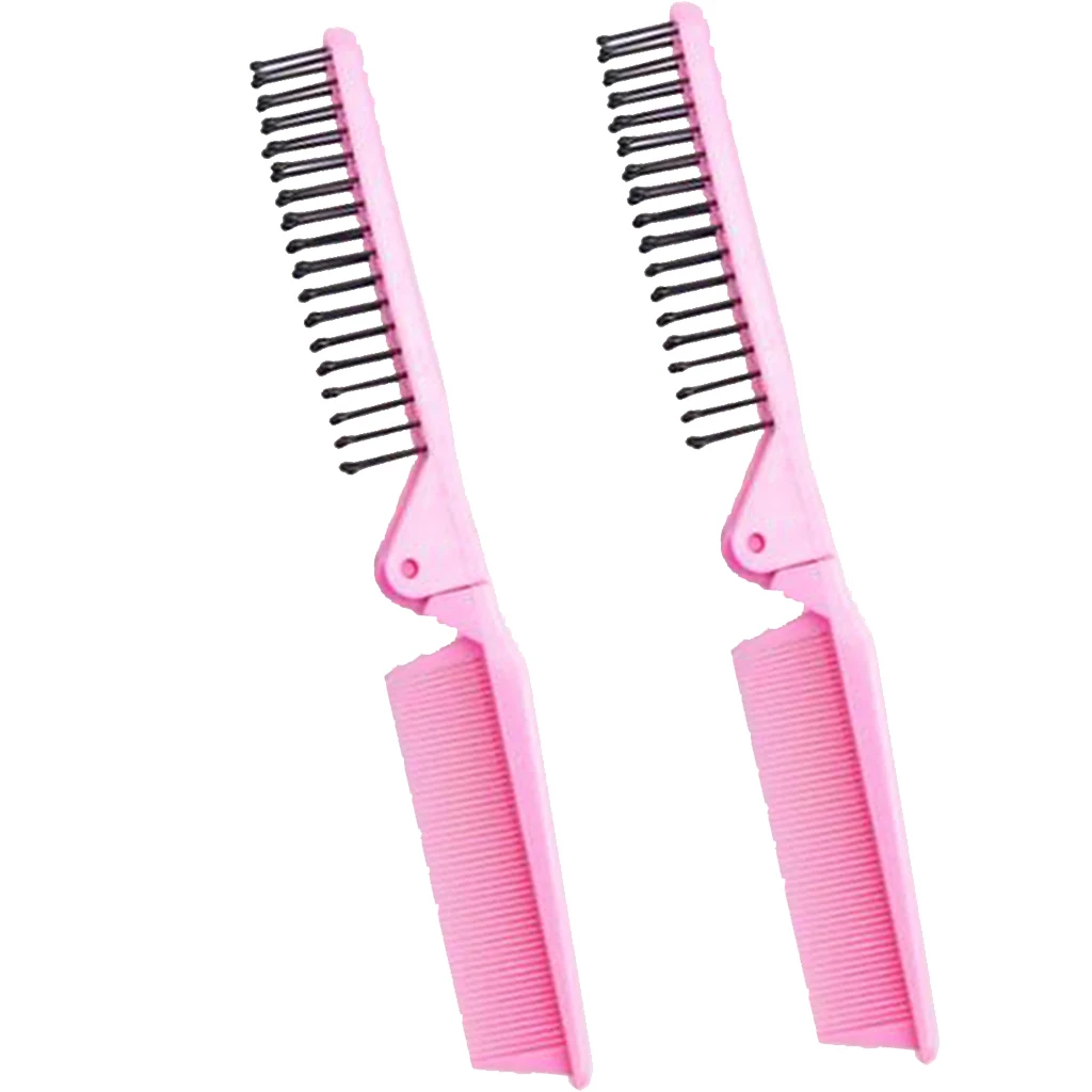 Foldable Travel Pocket Hair Comb & Brush, Pocket Comb Coarse/Fine for Men Women, Set of 2 Foldable Travel Pocket Hair Comb & Brush, Pocket Comb Coarse/Fine for Men Women, Set of 2
