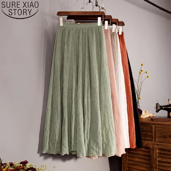 Cotton Linen Maxi Long Skirt Women Spring Summer Elastic Waist Vintage Solid Pleated Long Skirts Girl Boho Beach Skirt 9956
Cotton Linen Maxi Long Skirt Women Spring Summer Elastic Waist Vintage Solid Pleated Long Skirts Girl Boho Beach Skirt 9956