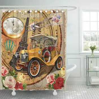 Retro Paris Vintage Flower Car Clock France Old Shower Curtain Waterproof Polyester Fabric 72 x 72 Inches Set with Hooks
Retro Paris Vintage Flower Car Clock France Old Shower Curtain Waterproof Polyester Fabric 72 x 72 Inches Set with Hooks