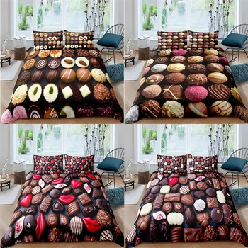 Bedding Set Chocolate Bedding Set King Size Sweet Candy Duvet Cover Set With Pillowcase Bed Set 2/3pcs 
Bedding Set Chocolate Bedding Set King Size Sweet Candy Duvet Cover Set With Pillowcase Bed Set 2/3pcs