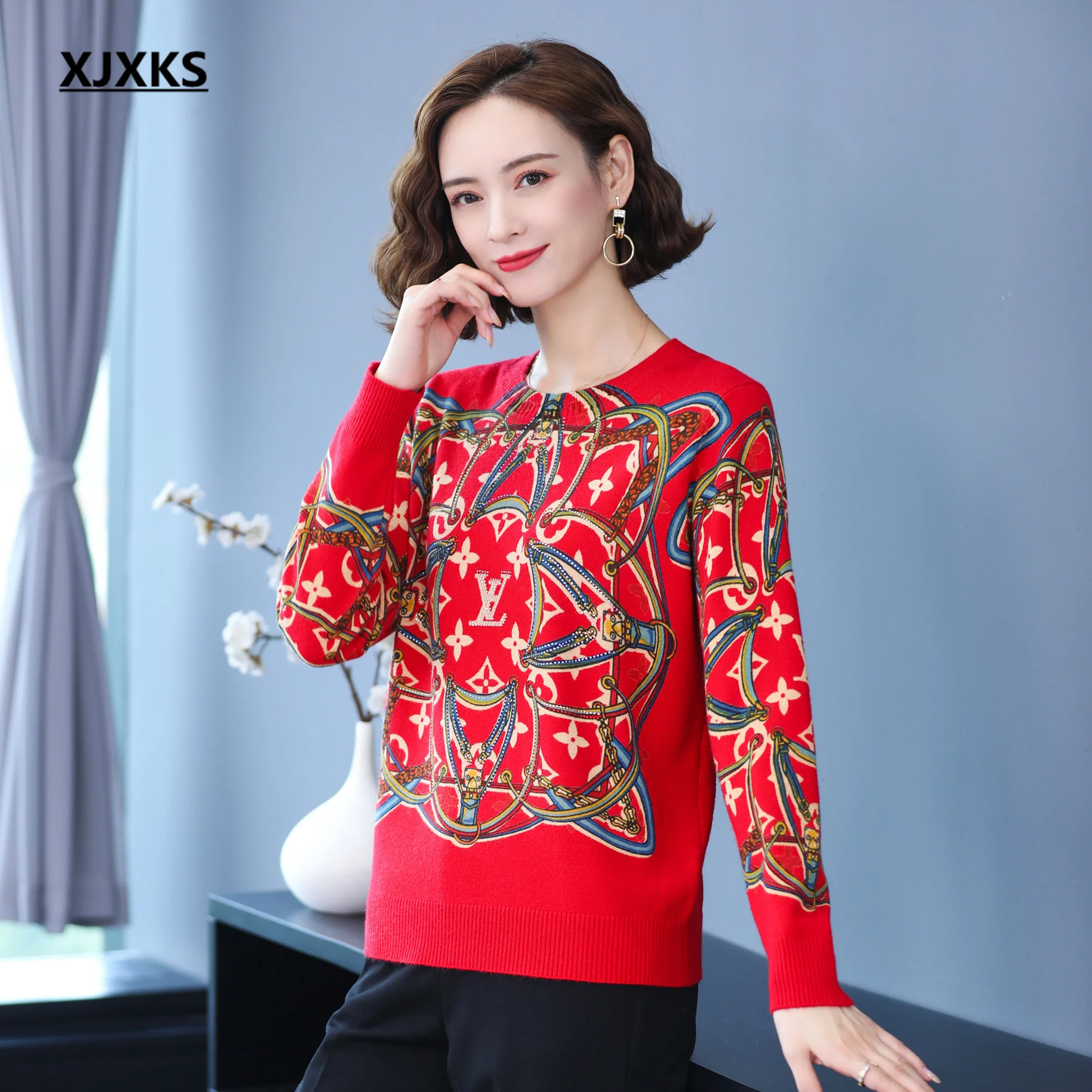 XJXKS Round neck long-sleeved pullover women sweater 2022 spring autumn new loose plus size women wool knitted sweater
XJXKS Round neck long-sleeved pullover women sweater 2022 spring autumn new loose plus size women wool knitted sweater