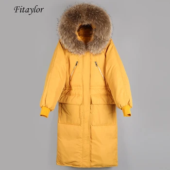 Fitaylor Women Down Jacket Warm Large Natural Fur Collar Hooded 90% White Duck Down Parkas Casual Female Thick Loose Outwear
Fitaylor Women Down Jacket Warm Large Natural Fur Collar Hooded 90% White Duck Down Parkas Casual Female Thick Loose Outwear