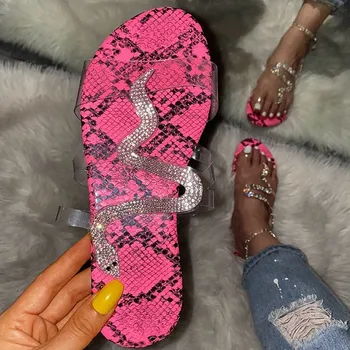 Summer Women Slippers Rhinestone Snake Slides Flat Heel Platform Peep Toe Fashion Casual Beach Outdoor Sandals Zapatos De Mujer 
Summer Women Slippers Rhinestone Snake Slides Flat Heel Platform Peep Toe Fashion Casual Beach Outdoor Sandals Zapatos De Mujer