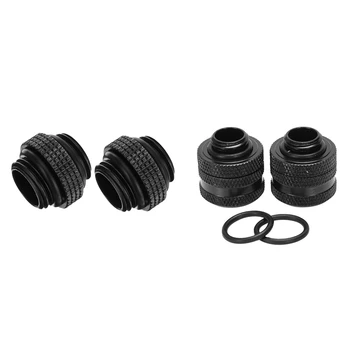 2Pcs G1/4 External Thread Male to Male Water Cooling Rotary Fitting Black & 2Pcs Od14mm Hard Tube Fittings G1/4