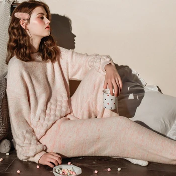 Pajamas Set Women Winter Thick Warm Long Sleeve Round Neck Soft Pajamas 2 Pcs Mujer Home Wear Chic Casual Sleepwear Sets Vintage
Pajamas Set Women Winter Thick Warm Long Sleeve Round Neck Soft Pajamas 2 Pcs Mujer Home Wear Chic Casual Sleepwear Sets Vintage