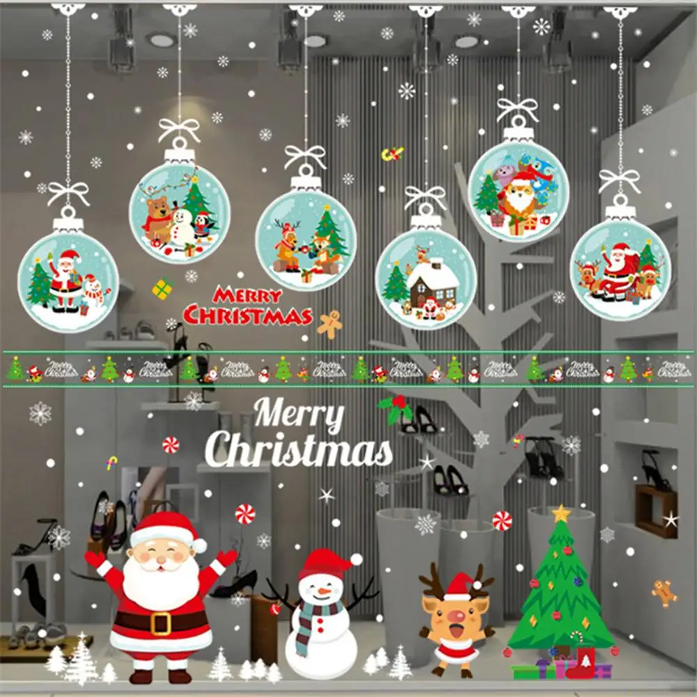 Фото Рождественский Декор оконная наклейка s Санта-Клаус лось Настенная Наклейка на