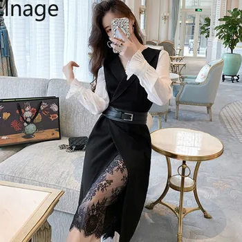 Elnage White Lace Black Mesh Long Sleeve Dress Slim Fit Thin Waist Sexy Mid-length Vestidos Korean Fashion Spring Robe 5A286
Elnage White Lace Black Mesh Long Sleeve Dress Slim Fit Thin Waist Sexy Mid-length Vestidos Korean Fashion Spring Robe 5A286