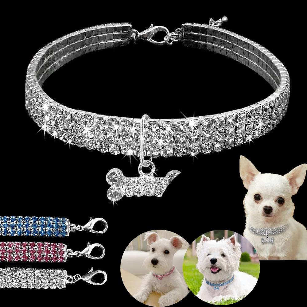Lovely Crystal Pet Necklace Collar Rhinestone Jeweled Puppy Sparkling Necklace Diamond Pets Accessory For Dogs Cats D40
Lovely Crystal Pet Necklace Collar Rhinestone Jeweled Puppy Sparkling Necklace Diamond Pets Accessory For Dogs Cats D40