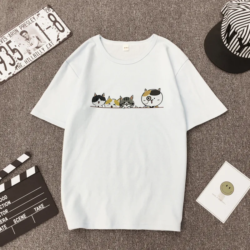 Spring Summer New T shirt Women Four Little Cartoon Cat Print Short Sleeve O Neck Women Tops Casual Loose harajuku Tshirt Women
Spring Summer New T shirt Women Four Little Cartoon Cat Print Short Sleeve O Neck Women Tops Casual Loose harajuku Tshirt Women