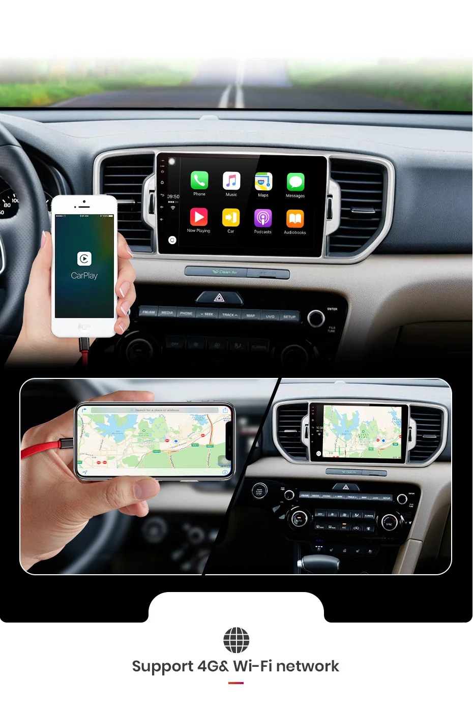 Perfect Junsun V1 pro 4G+64G CarPlay Android 9.0 DSP For KIA Sportage 4 2016 2017 2018 Car Radio Multimedia Video Player GPS 2 din dvd 8