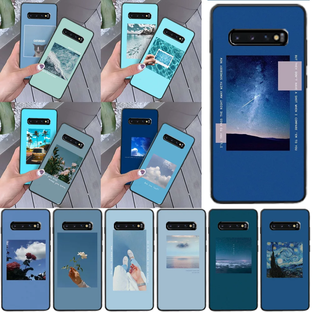 Reayou синий эстетический текст песни чехол для телефона Samsung S9 plus S5 S6 edge S7 S8 S10 E