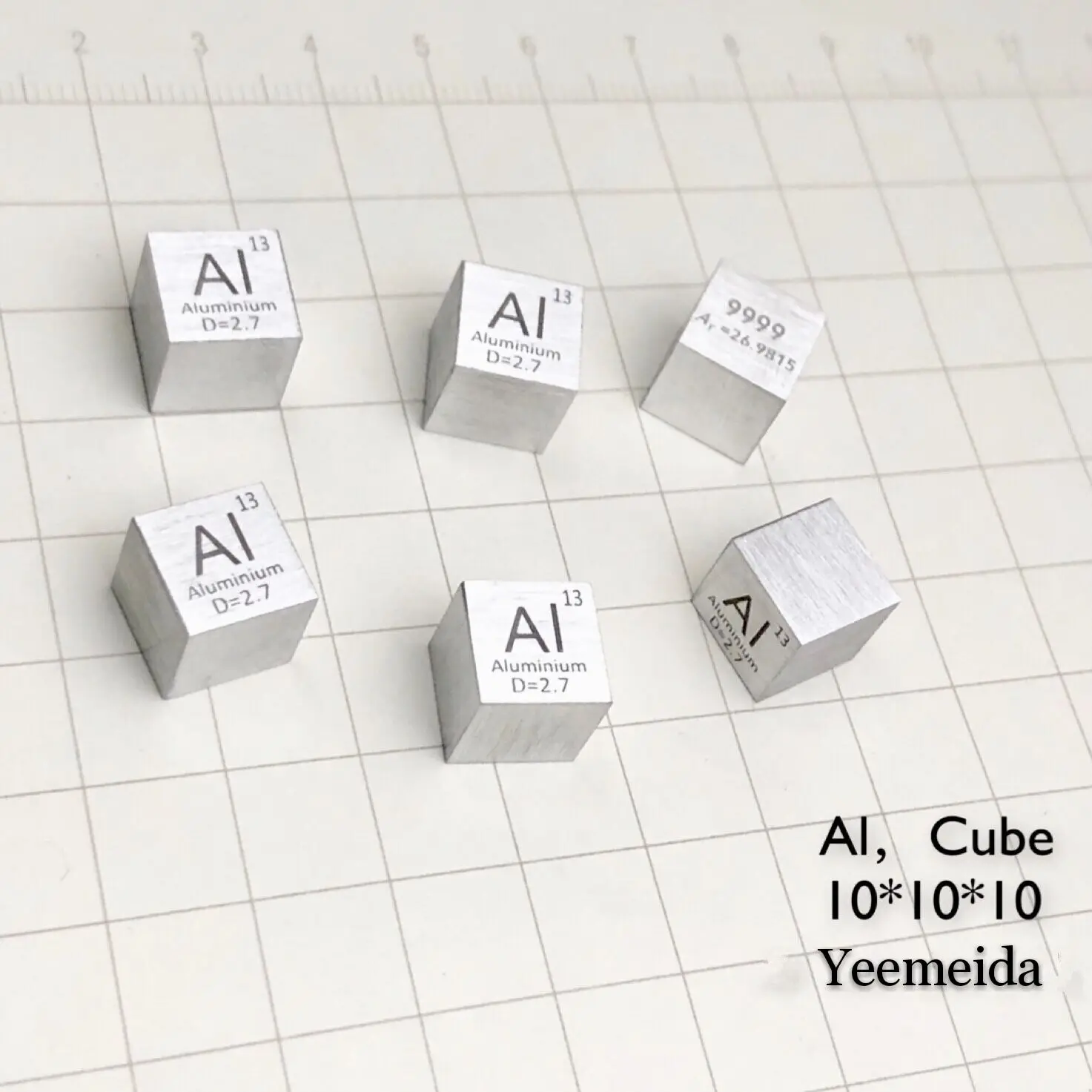 

High Purity 99.99 Pure Aluminium AI Carved Element Periodic Table 10mm Cube