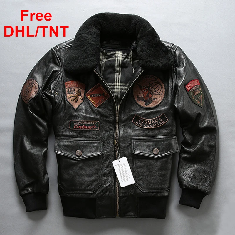 Mens Genuine Leather Jacket Air Force A2 Pilot Jacket Inner Iiner Removable Thick Cowhide Military Coat Male Free DHL/TNT
Mens Genuine Leather Jacket Air Force A2 Pilot Jacket Inner Iiner Removable Thick Cowhide Military Coat Male Free DHL/TNT